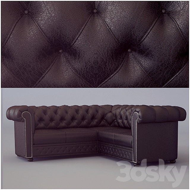 Corner sofa Chesterfield Classic Corner Suite Antique Brown