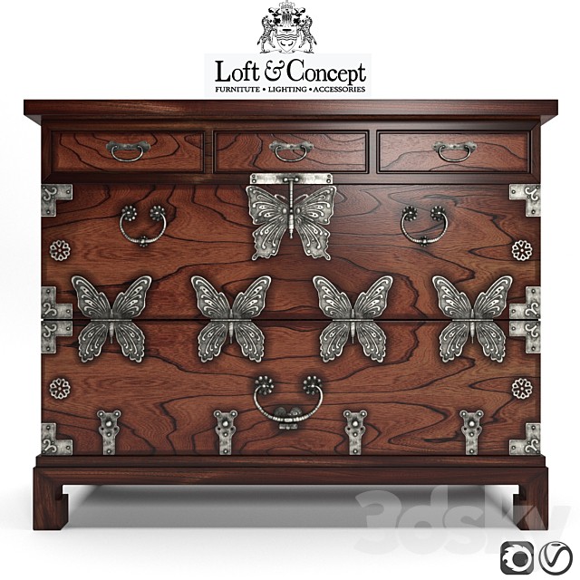 CHINOISERIE CHEST  OF DRAWERS BUTTERFLY