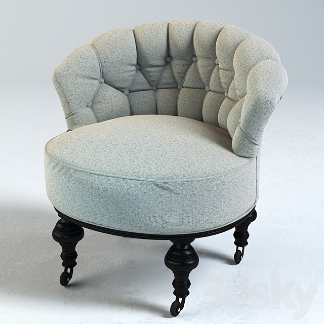 Chair gray with a low back, on wheels