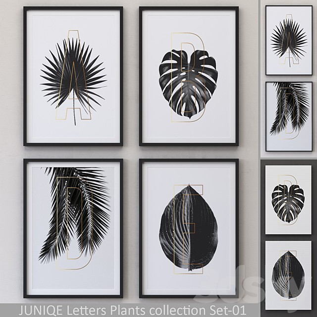 Letters Plants Framed Set-01