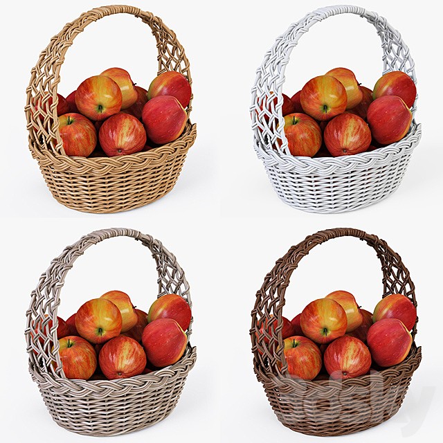 Wicker basket with apples 04