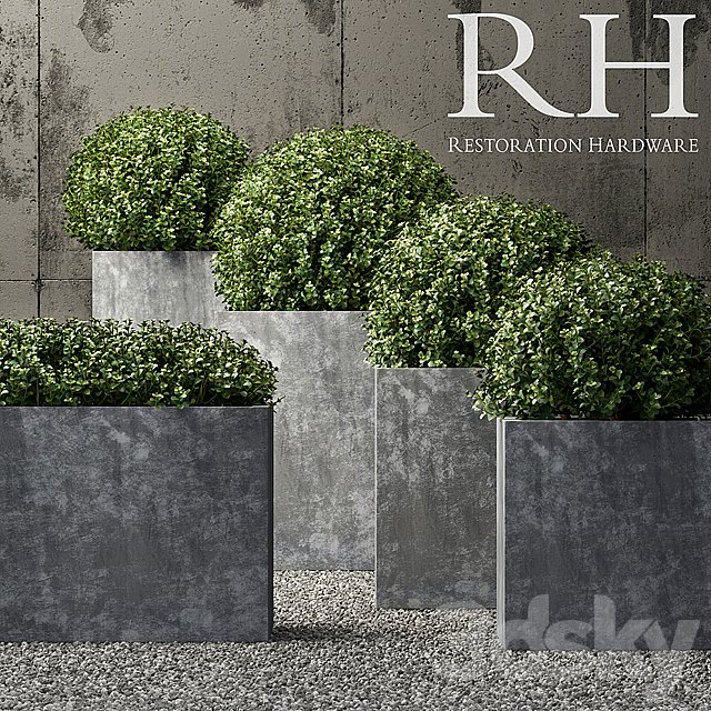 Restoration Hardware estate zinc square planters