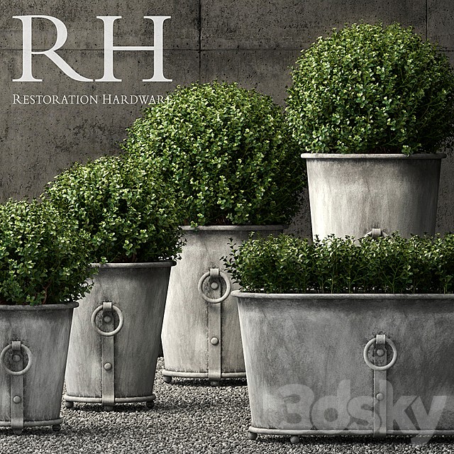 Restoration Hardware estate zinc ring round planters