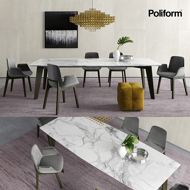 Poliform  Howard Table and Ventura Chairs
