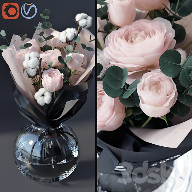 Bouquet with cotton