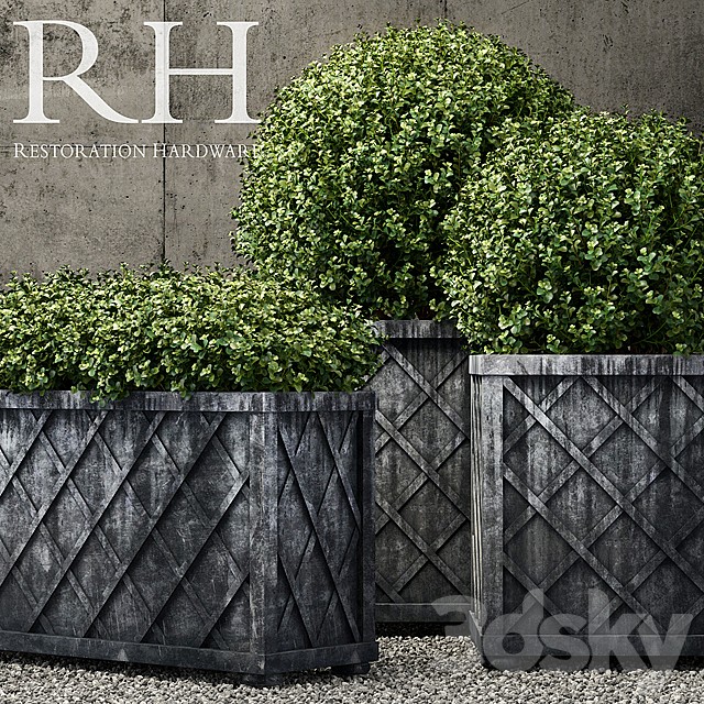 Restoration Hardware weathered steel lattice planters