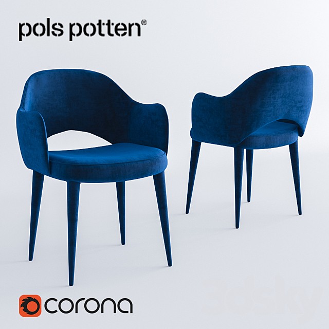 Pols Potten Chair arms cosy velvet blue