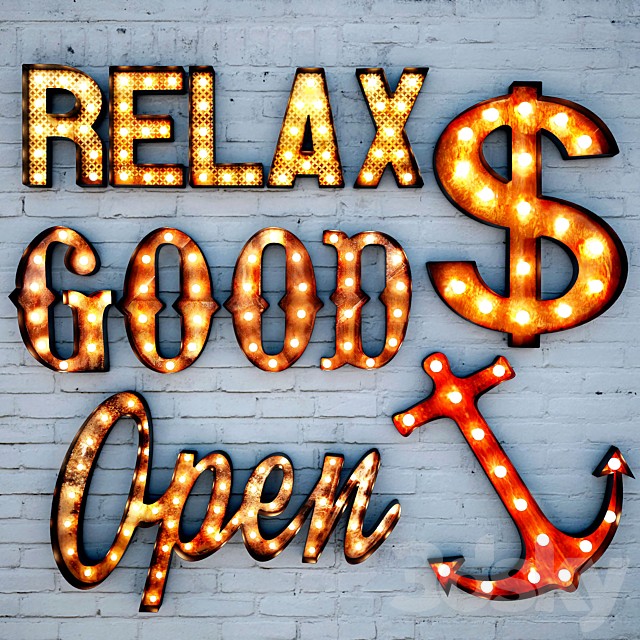 Lighted Metal sign. Set 5