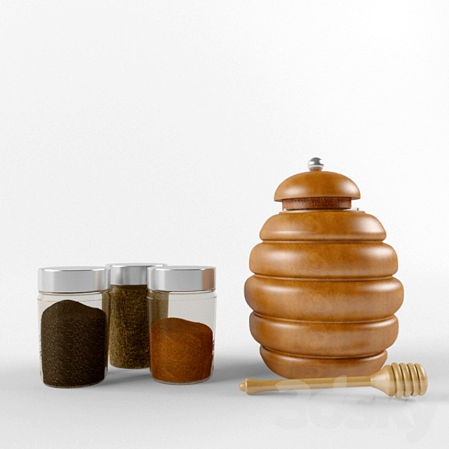Jars of honey and spices
