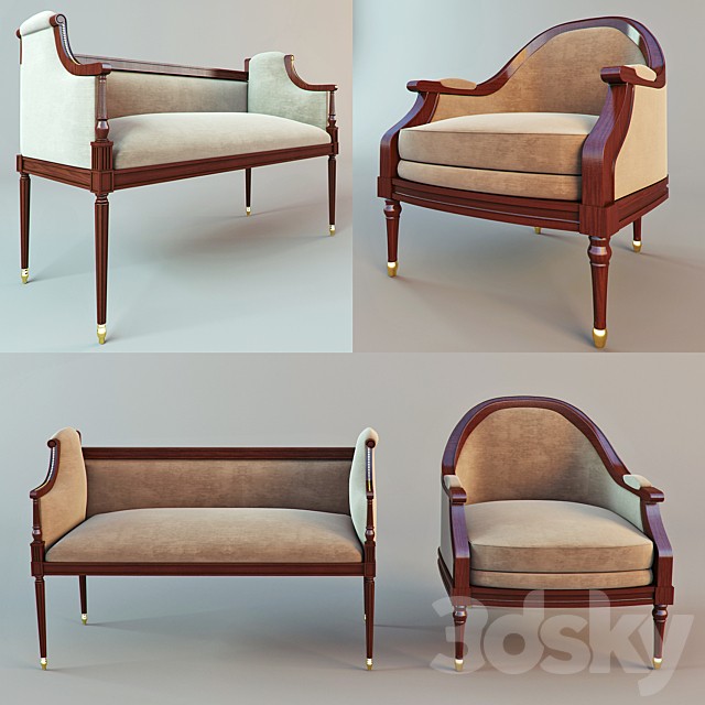Classic armchair and stool