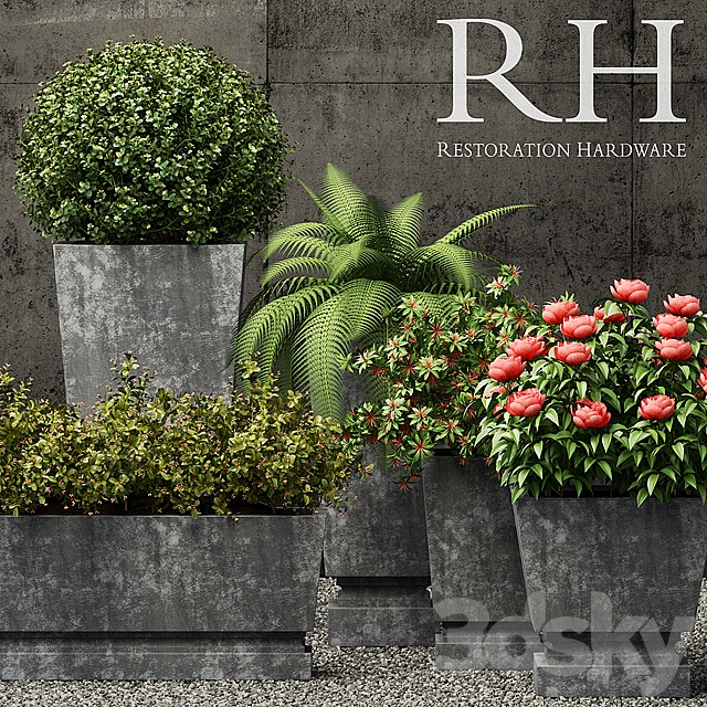 Restoration Hardware pedestal sheet metal planters
