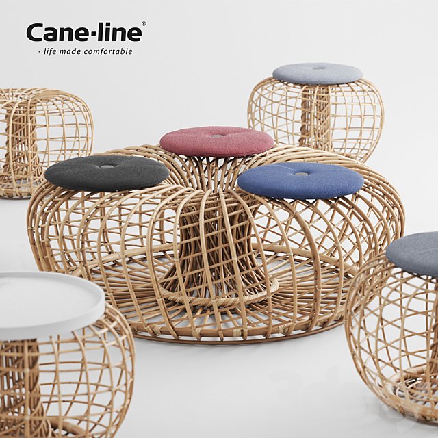 Rattan Nest - Table, Bench, Pouf &amp; Footstool