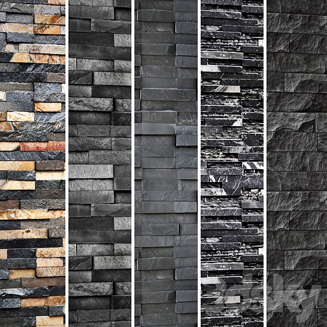Collection of black stone. Slate, wild stone, wall decor, black stone, decorative, loft, masonry, panel
