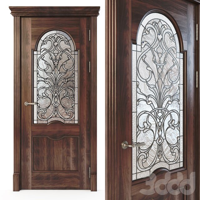 Door with stained glass