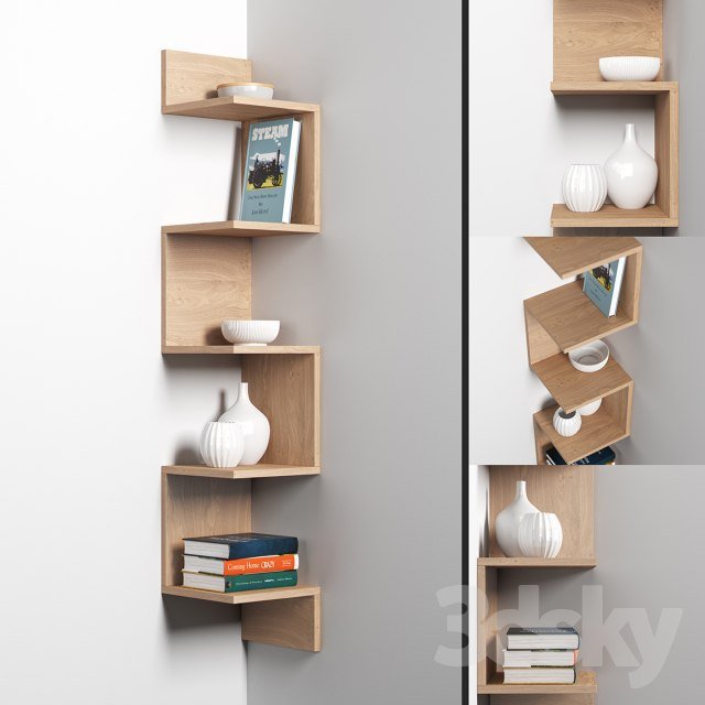 Corner shelf with decor
