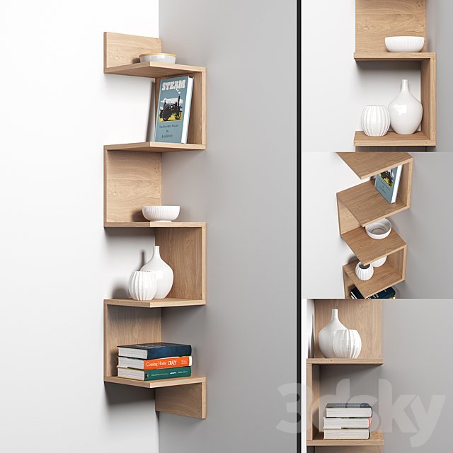 Corner shelf with decor