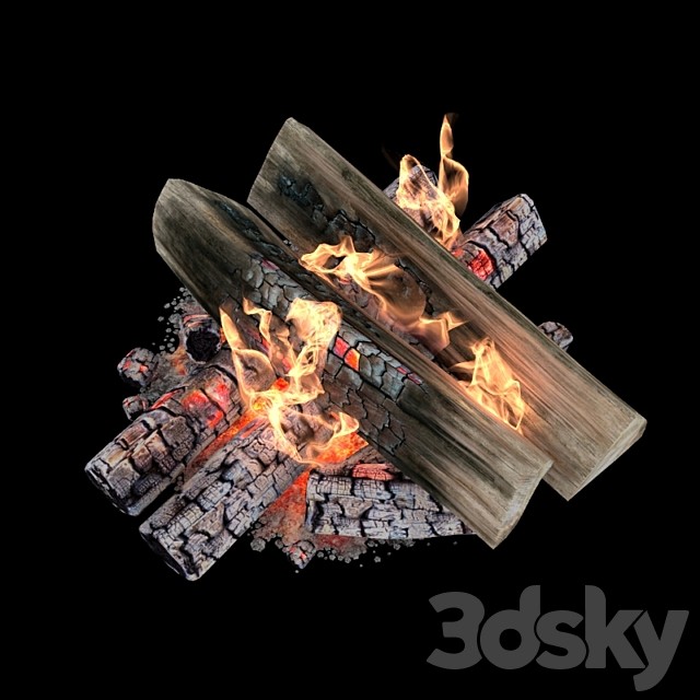 Fire and firewood with animation