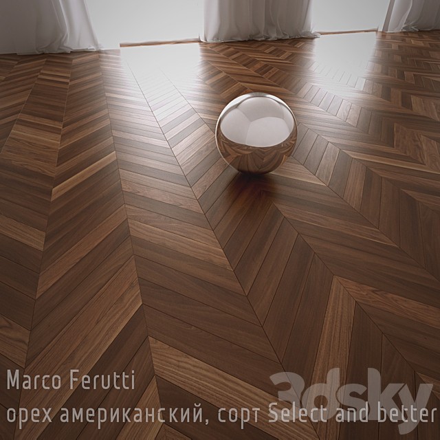 Herringbone parquet French, Marco Ferutti, engineering board, American walnut
