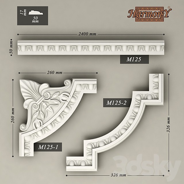 Molding ornamental corner pieces "Harmony" (M125)