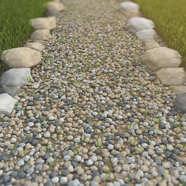 Pebbles with blades of grass