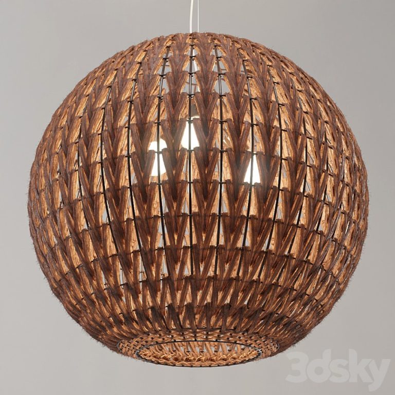 Spherical wicker chandelier (Odeon Light Keni)
