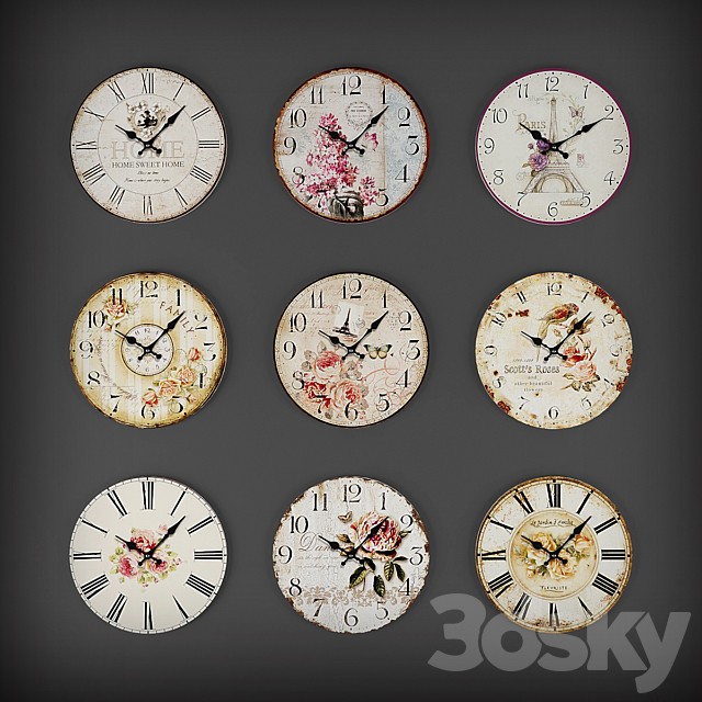 Collection of wall clocks