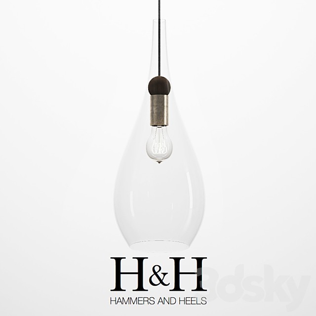 H&H - Blown Glass & Wood Teardrop Pendant