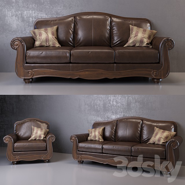 Barcelona Antique Sofa and Armchair