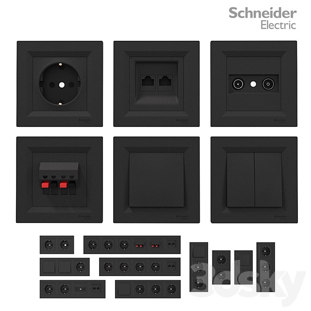 Sockets and switches Schneider Asfora Black.