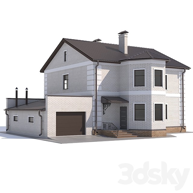 Two-storey country cottage with a garage.