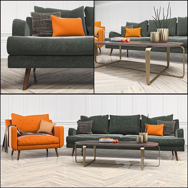 Mid Century Sofa and Chair set # 3
