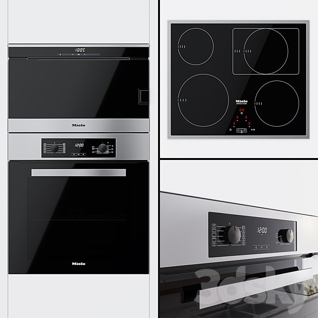 Miele - oven H 2265 B Active, double boiler DG 6030 and cooking surface KM 6117