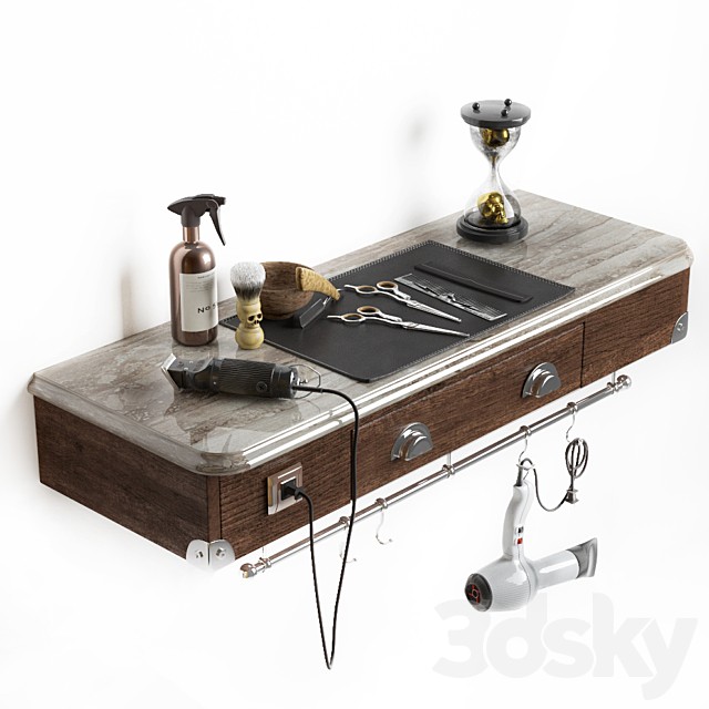 The working table of the hairdresser. Barbershop