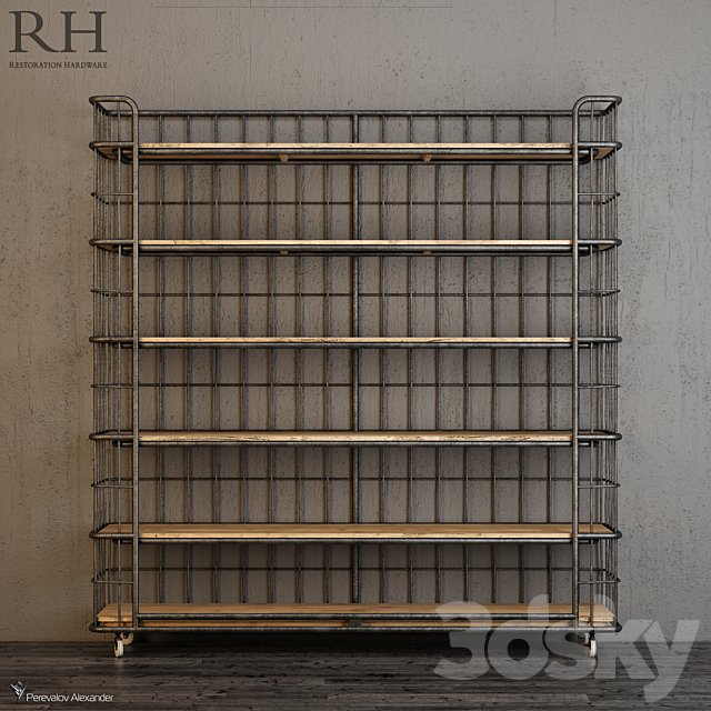 Circa 1900 Caged Baker's Rack Wide Single Shelving