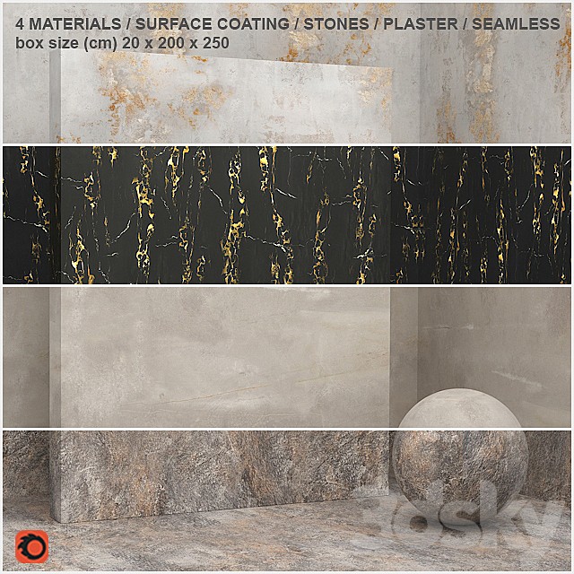 4 materials (seamless) - stone, plaster - set 5