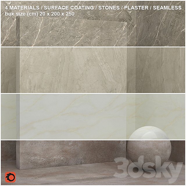 4 materials (seamless) - stone, plaster - set 13