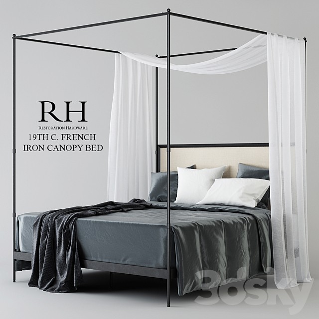 RH 19TH WITH FRENCH IRON CANOPY BED