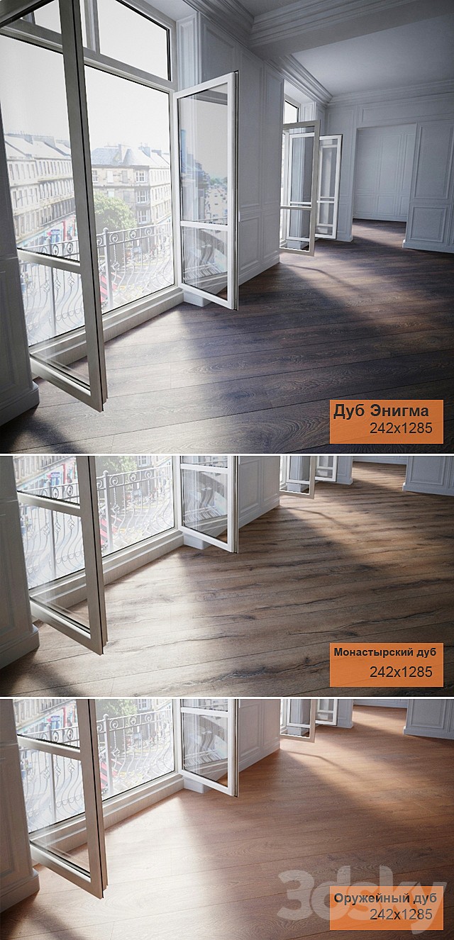 Parquet 3 types: Oak Enigma, monastic oak, oak Arms
