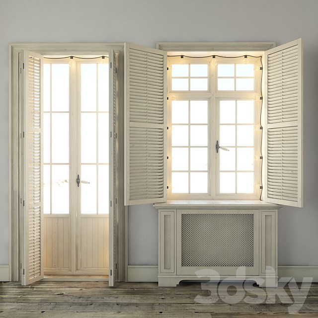Windows with shutters and backlighting