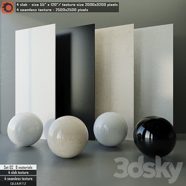 Quartz slab & Seamless texture Set 02