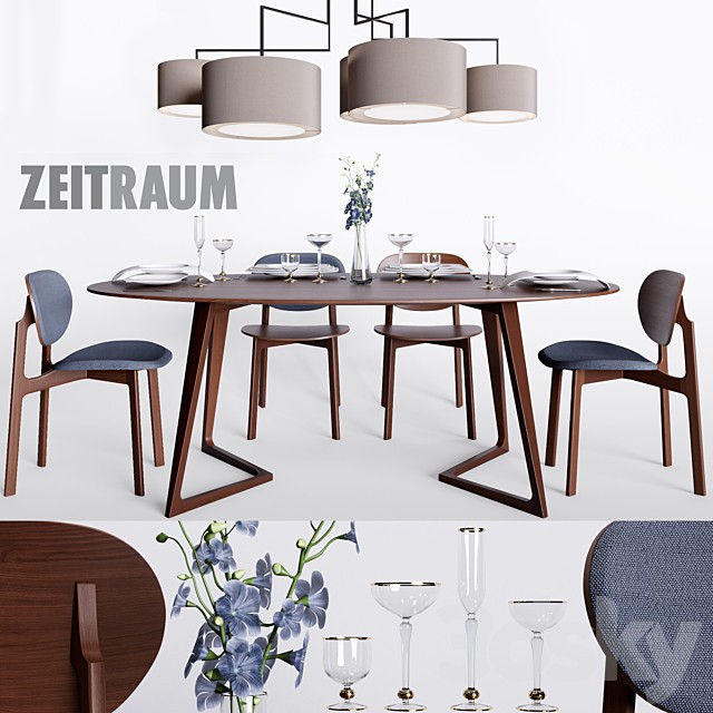 Zeitraum Twist Oval Table & Zenso chair & Noon 5 lamp