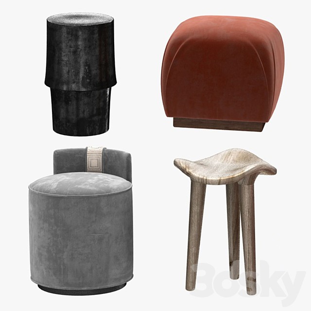 pouf, table and stool