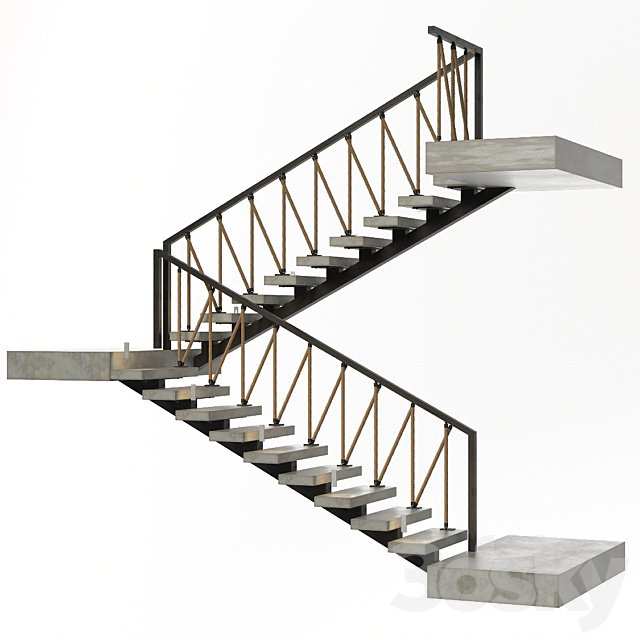 Stairs of concrete, metal and rope, illuminated Astro 7481 Borgo 43