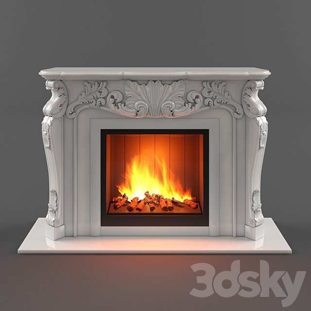 Marble fireplace carved classic