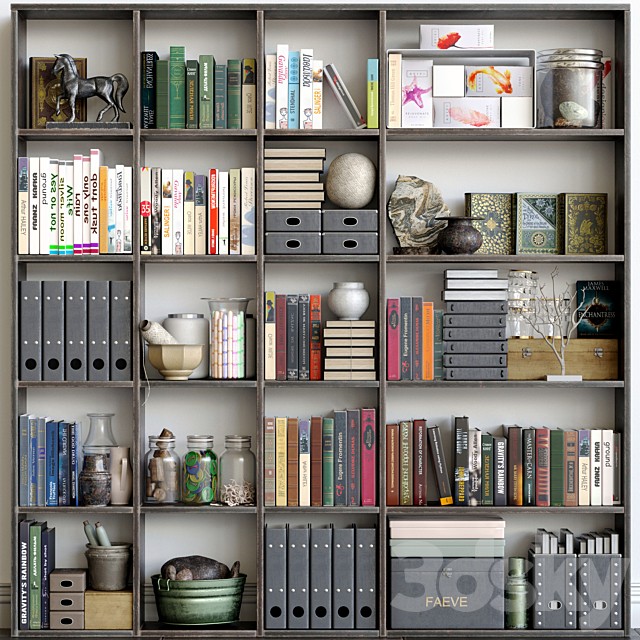 Large wardrobe with decor and books. Library