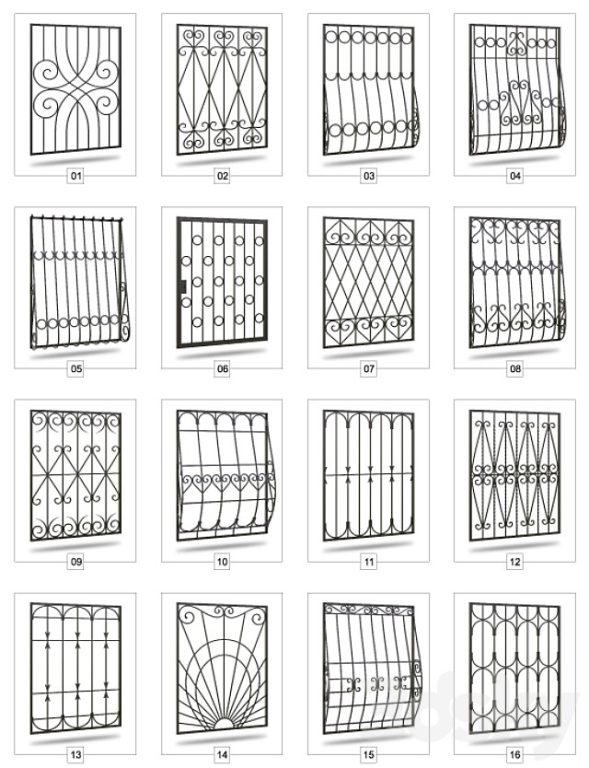 Collection of 69 welded window guards