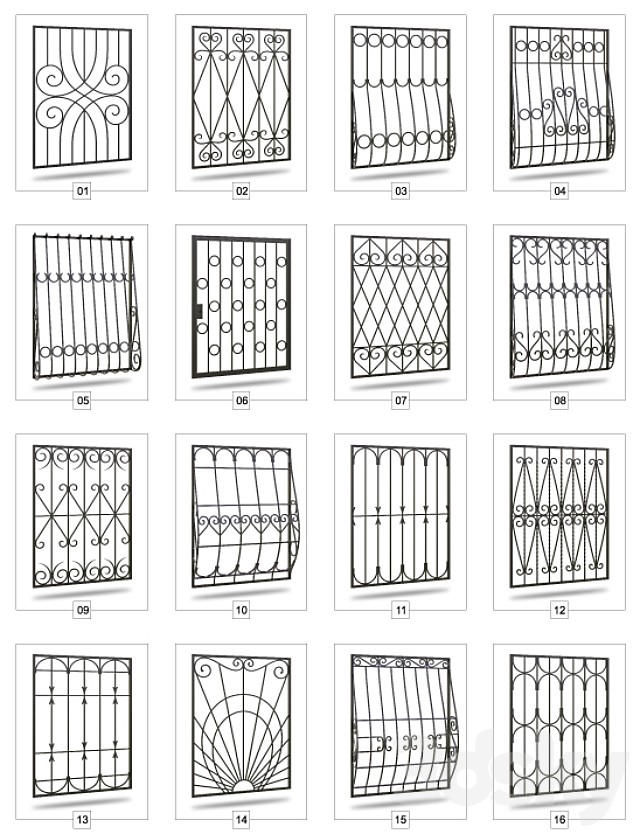 Collection of 69 welded window guards