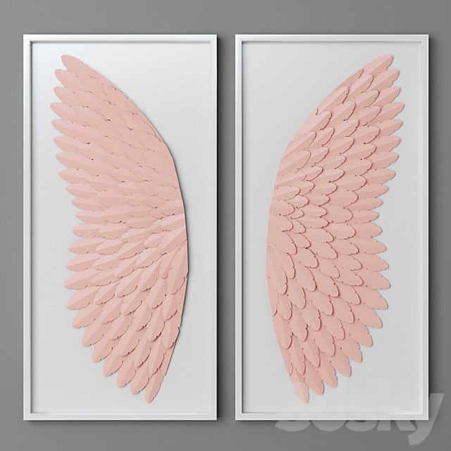 HAND-FOLDED PAPER ANGEL WING ART - PINK