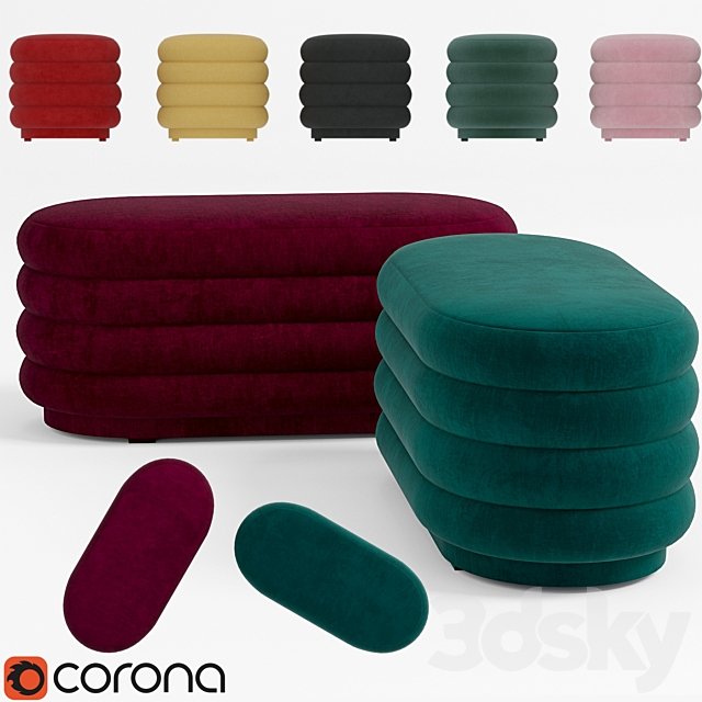 Ferm Living - Velour Pouf oval