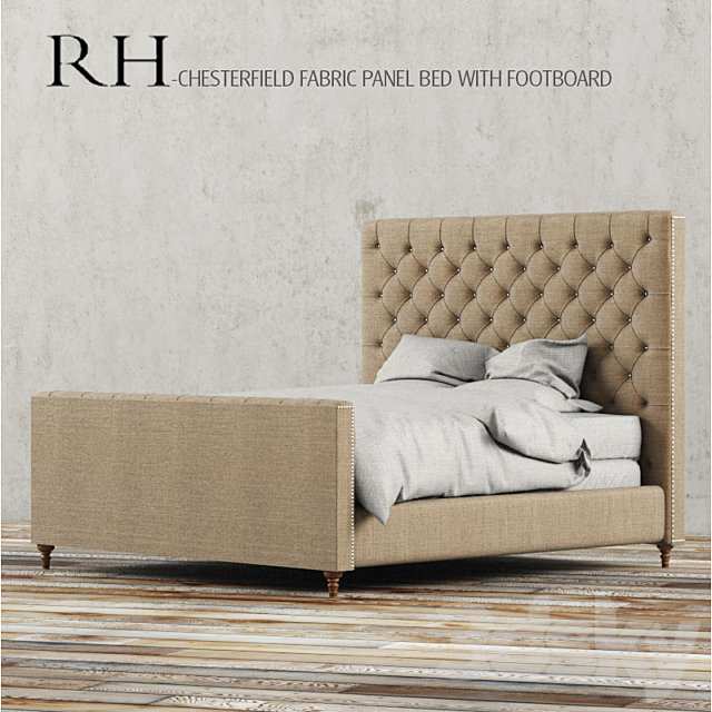 RH - CHESTERFIELD FABRIC PANEL BED WITH FOOTBOARD
